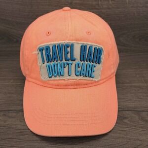Wild Wear Hat Cap Strap Back Orange Women Travel Hair Don't Care Happy Travels
